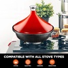 image:imageNutriChef Moroccan Tagine Pot for Cooking  Premium Cast Iron Cooking Pot with Stainless Steel Knob and Red ConeShaped Porcelain Enameled Lid  116 Width 275 QtRed