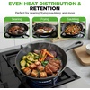 image:imageNutriChef PreSeasoned Cast Iron Skillets  3 Pieces Cast Iron Cookware Set wDrip Spout and Scraper  Compatible with Induction Electric Stovetop Gas amp Ceramic  NCCI76