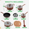 image:imageNutriChef Space Saver 17Piece Nonstick Cookware Set  Brown Pots and Pans with Stackable Design Foldable Handles Induction ReadyBrown
