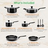 image:imageNutriChefKitchen 13Piece Nonstick Kitchen Cookware Set  PTFEPFOAPFOSFree Heat Resistant Kitchen Ware Pots Pan Set wSaucepan Frying Pans Cooking Pots Casserole Lids Ladle Fork StrainerBlack