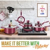 image:imageNutriChefKitchen 13Piece Nonstick Kitchen Cookware Set  PTFEPFOAPFOSFree Heat Resistant Kitchen Ware Pots Pan Set wSaucepan Frying Pans Cooking Pots Casserole Lids Ladle Fork StrainerRed