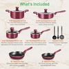 image:imageNutriChefKitchen 13Piece Nonstick Kitchen Cookware Set  PTFEPFOAPFOSFree Heat Resistant Kitchen Ware Pots Pan Set wSaucepan Frying Pans Cooking Pots Casserole Lids Ladle Fork StrainerRed