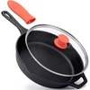 image:imageNutriChef 10 Inch Cast Iron Skillet with Lid  PreSeasoned Small Fry Pan with Side Drip Spout and Silicone Handle12 Inch