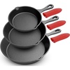 image:imageNutriChef 10 amp 12 PreSeasoned Cast Iron Pans  Durable Nonstick Skillets CoolTouch Silicone Handle For Oven Grill amp All StovetopsBlack
