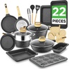 image:imageNutriChef 14Piece Pots and Pans Set Non Stick  Induction Cookware Set PFASFree Nonstick Cookware for All Cooktops Includes Kitchen UtensilsBlack