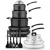 image:imageNutriChef 17Piece NonStick Pans amp Pots Set  SpaceSaving InductionCompatible Foldable Knob Black Cookware with HeatResistant Utensils for Kitchen amp RVBlack
