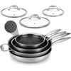 image:imageNutriChef 7Piece TriPly Stainless Steel Frying Pan Set amp Wok  Nonstick Induction Compatible Oven Safe ScratchResistant Dishwasher Safe