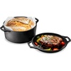 image:imageNutriChef Cast Iron Multi Cooker  PreSeasoned NonStick Double Dutch Oven Stovetop Casserole Cookware Braising Pot and Skillet Lid with Handle For Oven Stove Grill Over a Campfire Cooking