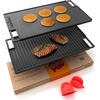 image:imageNutriChef Cast Iron Reversible Griddle 18x10 Inch  PreSeasoned Flat Top amp Ridged Grill Side Stove Top Griddle for Gas Grill Outdoor amp Indoor CookingBlack