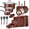 image:imageNutriChef Kitchenware Pots amp Pans Set  Highqualified Basic Kitchen Cookware Set NonStick 20Piece SetBrown