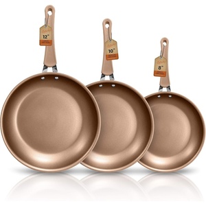image:image3 Pcs Nonstick Fry Pan Set  HighQuality NonStick Basic Kitchen Cookware Set PFOAPFOS Free Compatible with Models NCCW14S and NCCW20S  NutriChef NCW14FP3SGold