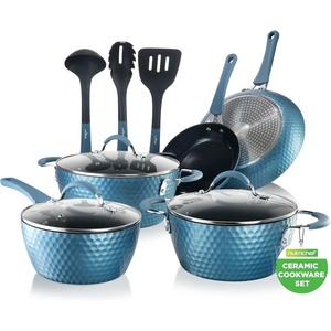 image:imageNutriChef 11 Pc Pots and Pans Set  Non Stick Cookware Set with Ceramic Coating Ergonomic Handles Induction Ready Includes Saucepan Dutch Oven Large amp Small Fry Pans  Royal BlueRoyal Blue