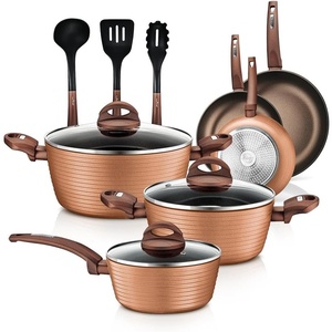 image:imageNutriChef 12Pc Blue Nonstick Cookware Set  Professional Pots amp Pans with Durable Coating All Cooktops Compatible Including InductionBrown