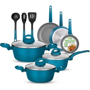 image:imageNutriChef 12Pc Blue Nonstick Cookware Set  Professional Pots amp Pans with Durable Coating All Cooktops Compatible Including InductionGreen
