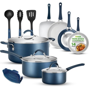 image:imageNutriChef 14Piece Pots and Pans Set Non Stick  Induction Cookware Set PFASFree Nonstick Cookware for All Cooktops Includes Kitchen UtensilsBlue
