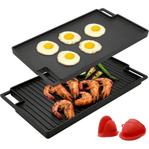 image:imageNutriChef 20x10 Reversible Cast Iron Griddle Pan  Flat amp Grill Sides PreSeasoned Oven Safe ExtraWide PFOA amp PFOS Free for Gas Electric or Outdoor CookingBlack