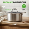 image:imageNutriChef 5 QT Stainless Steel Stew Pot  Triply Kitchenware Stew Pot with Glass Lid  DAKIN Etching NonStick Coating Scratchresistant Raisedup Honeycomb Fire Textured Pattern  NutriChef NC3PCASStainless Steel
