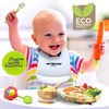 image:imageNutriChef Baby and Toddler 3 compartment plate bowl and spoon feeding set silicone suction Nontoxic all natural Bamboo baby food plate with silicone bib Rainbow Small