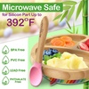 image:imageNutrichef 2 Piece Baby amp Toddler Spoon Set All Natural Wooden Spoon Set wSoft Curved Food Grade Silicone Head SelfFeeding Utensils BPA Free Toddler amp Child Tableware for ages 4 months 6 years