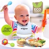 image:imageNutrichef 2 Piece Baby amp Toddler Spoon Set All Natural Wooden Spoon Set wSoft Curved Food Grade Silicone Head SelfFeeding Utensils BPA Free Toddler amp Child Tableware for ages 4 months 6 years