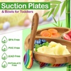 image:imageNutrichef Baby and Toddler 3 compartment plate bowl and spoon feeding set silicon suction Nontoxic all natural Bamboo baby food plate with silicon bibRainbow Set 1