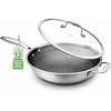 image:imageNutriChef 12 Stainless Steel Wok  Induction ready Non Stick Triply technology Scratchresistant Honeycomb Fire Textured PatternSilver