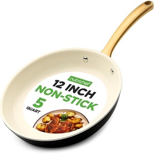 image:imageNutriChef 10 Inch Ceramic Coated Frying Pan  Non Stick Skillets with Titanium Handle Durable Ceramic Omelette Pan Easy to Clean PFOA FreeLarge