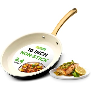 image:imageNutriChef 12Inch Professional Ceramic Frying Pan  Large Skillet with Golden Titanium Handle NonStick Ceramic Coating StainResistant Easy to Clean Ideal for Home Cooking10 Frying Pan
