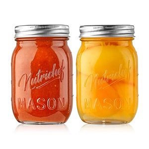 image:imageNutriChef 4Pack 16 oz Mason Jars with Lids  Thick Glass Canning Jars with Stainless Steel Lids  Ideal for DIY Spices Meal Prep Overnight Oats Jelly Jam Honey Candles Crafts amp More2 Pack