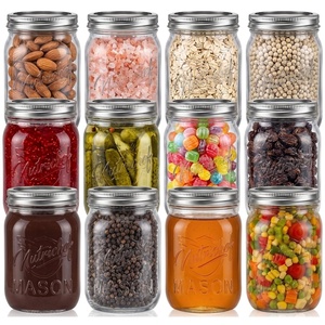 image:imageNutriChef 4Pack 16 oz Mason Jars with Lids  Thick Glass Canning Jars with Stainless Steel Lids  Ideal for DIY Spices Meal Prep Overnight Oats Jelly Jam Honey Candles Crafts amp More12 Pack