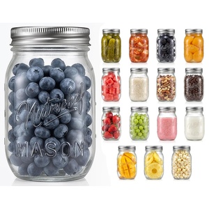 image:imageNutriChef 4Pack 16 oz Mason Jars with Lids  Thick Glass Canning Jars with Stainless Steel Lids  Ideal for DIY Spices Meal Prep Overnight Oats Jelly Jam Honey Candles Crafts amp More16 Pack
