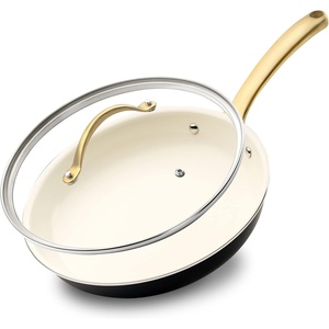 image:imageNutriChef Medium Nonstick Ceramic Frying Pan with Lid  Non Toxic 10 Inch Skillet with lid  Induction Compatible pan with Heat Resistance Handle  Easy to Clean and StainResistant10 Frying Pan
