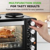 image:imageNutriChef 30 Quart Kitchen Convection Oven amp 2 Burner Cooker  1500 Watt Oven  7 Cook Functions Rotisserie Cook Bake Broil amp More  Includes Baking Tray Skewers amp Handles  196 x 160 x 135 IN