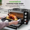 image:imageNutriChef 30 Quart Kitchen Convection Oven amp 2 Burner Cooker  1500 Watt Oven  7 Cook Functions Rotisserie Cook Bake Broil amp More  Includes Baking Tray Skewers amp Handles  196 x 160 x 135 IN