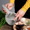 image:imageNutriChef 6 Mortar and Pestle Set  Heavy Duty 100 Natural Unpolished Granite  Slip Resistant Molcajete Stone Bowl  Make Fresh Guacamole Salsa Crush Herbs amp Spices  2 Cup Capacity Gray