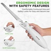 image:imageNutriChef Electric Carving Turkey Slicer Kitchen Knife  For Thanksgiving  Portable Electrical Food Cutter Knife Set with Carve Blades amp Wood Stand  Cuts Meat Bread Cheese amp Fruit  White