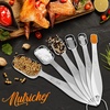 image:imageNutriChef Stainless Steel Measuring Spoons Set  6Pc Heavy Duty Oval Shaped Metal Measuring Spoon for Dry or Liquid Ingredients Teaspoon and Tablespoon Set w Metric amp US Measurement  NCMMS6