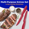 image:imageNutriChef Steak Knife Set of 8  Premium Serrated Stainless Steel Kitchen Knife Set  Ergonomic Design Sharp Blades NonStick amp RustResistant  Perfect for Home BBQs amp Restaurants BlackRed