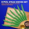 image:imageNutriChef Steak Knife Set of 8  Premium Serrated Stainless Steel Kitchen Knife Set  Ergonomic Design Sharp Blades NonStick amp RustResistant  Perfect for Home BBQs amp Restaurants BlackGreen
