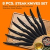 image:imageNutriChef Steak Knife Set of 8  Premium Serrated Stainless Steel Kitchen Knife Set  Ergonomic Design Sharp Blades NonStick amp RustResistant  Perfect for Home BBQs amp Restaurants BlackBlack