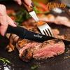 image:imageNutriChef Steak Knife Set of 8  Premium Serrated Stainless Steel Kitchen Knife Set  Ergonomic Design Sharp Blades NonStick amp RustResistant  Perfect for Home BBQs amp Restaurants BlackBlack