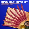 image:imageNutriChef Steak Knife Set of 8  Premium Serrated Stainless Steel Kitchen Knife Set  Ergonomic Design Sharp Blades NonStick amp RustResistant  Perfect for Home BBQs amp Restaurants BlackRed