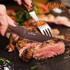 image:imageNutriChef Steak Knife Set of 8  Premium Serrated Stainless Steel Kitchen Knife Set  Ergonomic Design Sharp Blades NonStick amp RustResistant  Perfect for Home BBQs amp Restaurants BlackBrown