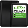 image:imageNutriChef 2Piece NonStick Black Cookie Sheets  Versatile amp Durable NonToxic Carbon Steel Bakeware Sets Stackable Baking Tray for Cookies Brownies Jelly rolls  Oven Safe amp Easy CleanBlack