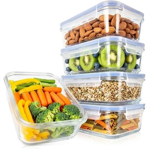 image:imageNutriChef 10 Piece Glass Food Storage Containers with Lids  30 oz Meal Prep Containers Reusable  Airtight Glass Lunch Containers for Food Storage  Freezer to Oven Safe  BlueNavy
