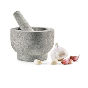 image:imageNutriChef 6 Mortar and Pestle Set  Heavy Duty 100 Natural Unpolished Granite  Slip Resistant Molcajete Stone Bowl  Make Fresh Guacamole Salsa Crush Herbs amp Spices  2 Cup Capacity Gray
