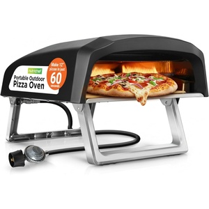 image:imageNutriChef Portable Outdoor Gas Pizza Oven  Includes Foldable Feet Adjustable Heat Control Dial Burner Stone amp Regulator Hose  Cooks 12 Pizza in 60 Seconds  2524 x 1614 x 1240 INCarbon Black