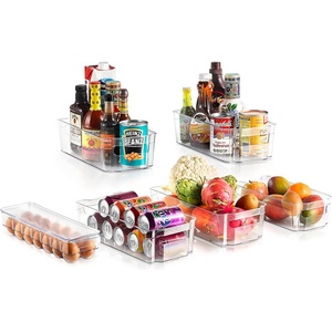 image:imageNutriChef Set of 8 Refrigerator Bins4 Wide and 4 Narrow Stackable Fridge Organizers for Freezer Kitchen Countertops CabinetsDesigned with Practical Carry Handles and Interior 8 containers Clear6Piece