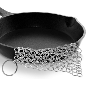 image:imageNutriChef Stainless Steel Cast Iron Cleaner  394x394 Rustproof Dishwasher Safe Chainmail Metal Scraper Cleaning Tool for Preseasoned Pans Pot Dutch Oven Skillet Wok Waffle Iron  NutriChef NCCISSC84