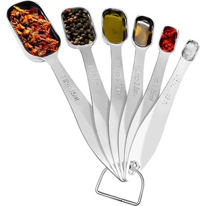 image:imageNutriChef Stainless Steel Measuring Spoons Set  6Pc Heavy Duty Oval Shaped Metal Measuring Spoon for Dry or Liquid Ingredients Teaspoon and Tablespoon Set w Metric amp US Measurement  NCMMS6